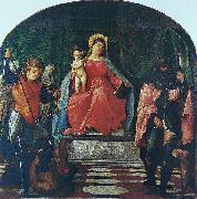 Francesco Vecellio Vierge a l'Enfant entre saint Michel et saint Roch oil painting reproduction